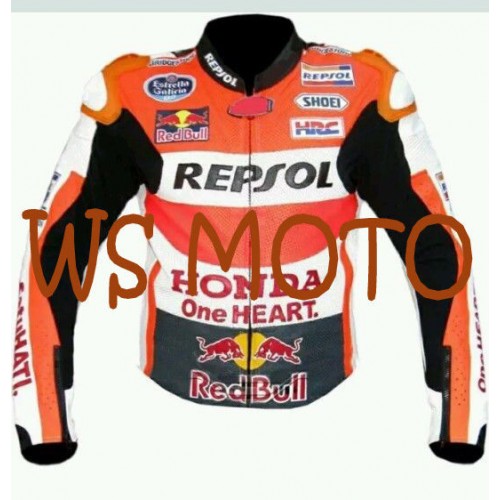 HONDA REPSOL RED BULL MOTORBIKE,MOTORCYCLE/MOTGP RACING LEATHER JACKET